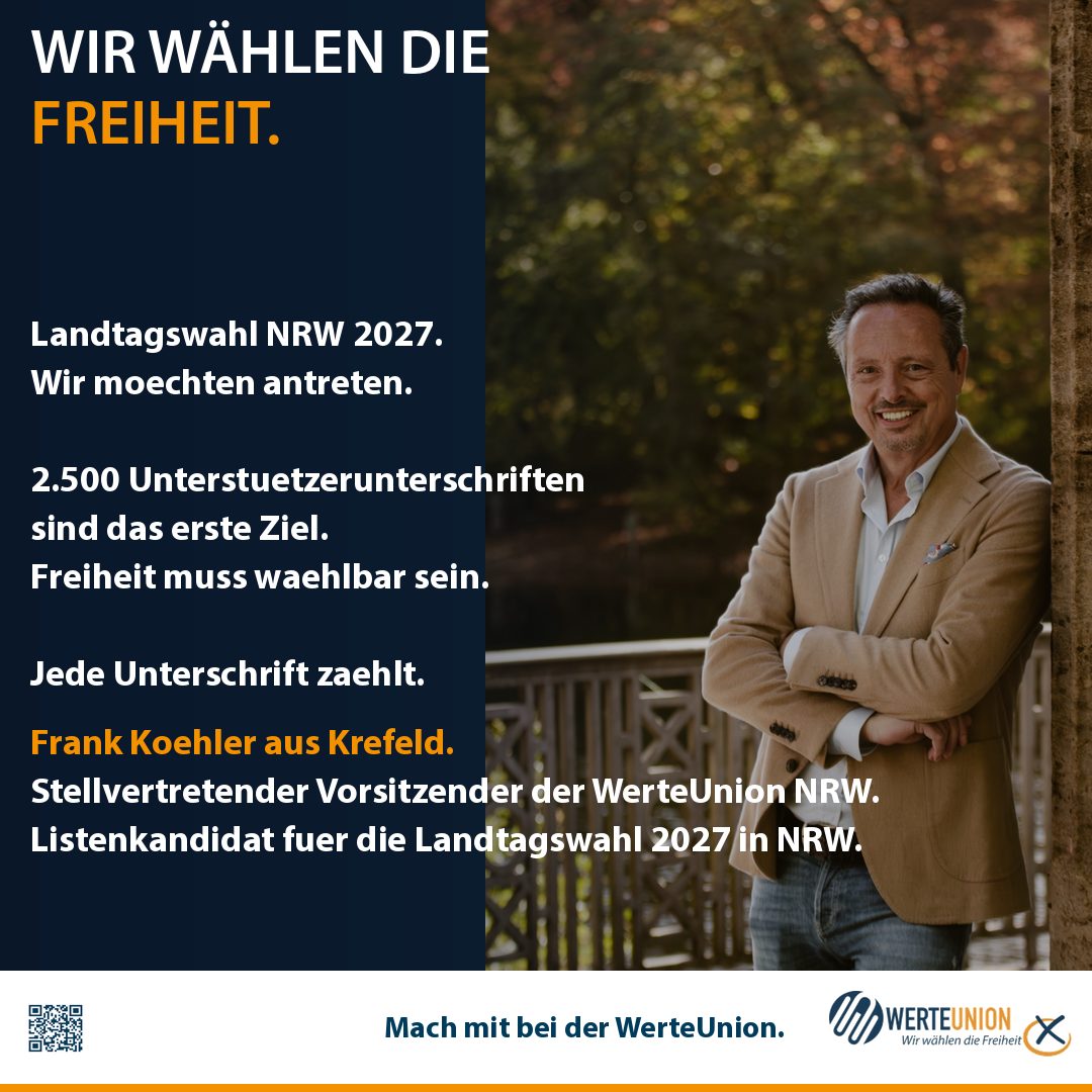 Unterstützungsunterschriften für die Landtagswahl 2027, Frank Köhler aus Krefeld